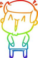 rainbow gradient line drawing cartoon excited man vector