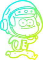 cold gradient line drawing happy astronaut cartoon vector