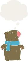 cartoon bear and thought bubble in retro style vector