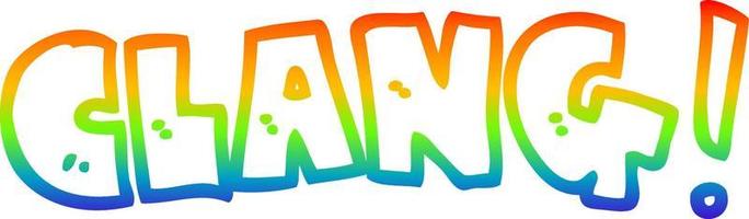 línea de gradiente de arco iris dibujo palabra de dibujos animados clang vector
