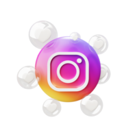 como o conceito on-line do ícone do instagram de redes sociais com renderização 3d de curtidas png