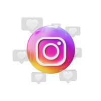 como o conceito on-line do ícone do instagram de redes sociais com renderização 3d de curtidas png