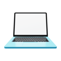 laptop 3d rendering schermo del computer aperto con la tastiera png