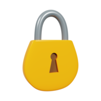 Yellow Locked padlock 3D Render png