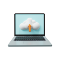 upload de nuvem no ícone de upload de laptop 3d render png