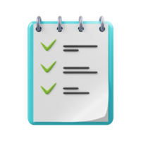 Todo list icon Notepad with completed todo list 3D render png