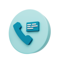 Phone call icon with speech bubble 3d render png