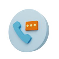 Phone call icon with speech bubble 3d render png