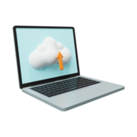 Cloud-Upload auf Laptop-Upload-Symbol 3D-Rendering png