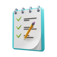 Todo list icon Notepad with completed todo list and pencil 3D render png