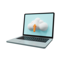 Cloud-Upload auf Laptop-Upload-Symbol 3D-Rendering png