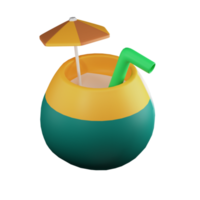 kokosnoot glas reizen 3d illustratie png