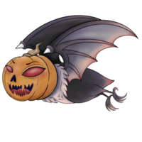 Halloween-Kürbis maskierte Fledermaus, die seitwärts fliegt png