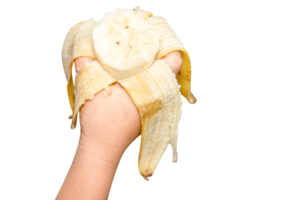 Person holding a banana in the hand png