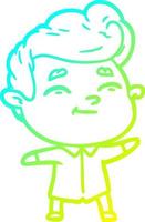 cold gradient line drawing happy cartoon man vector