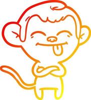 warm gradient line drawing funny cartoon monkey vector