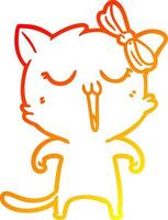 warm gradient line drawing cartoon cat vector