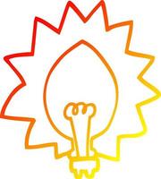 warm gradient line drawing cartoon light bulb vector