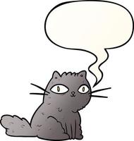 cartoon cat looking right at you and speech bubble in smooth gradient style vector