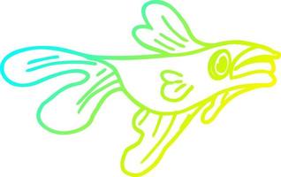 cold gradient line drawing cartoon fighting fish vector