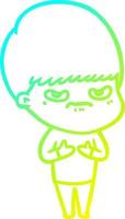 cold gradient line drawing cartoon boy vector