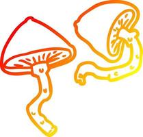 warm gradient line drawing wild mushrooms vector