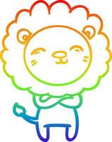 rainbow gradient line drawing cartoon lion vector