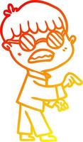 warm gradient line drawing cartoon boy wearing spectacles vector