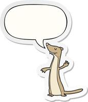 cartoon weasel and speech bubble sticker vector