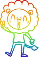 rainbow gradient line drawing happy cartoon lion vector