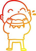 warm gradient line drawing cartoon shouting bald man vector