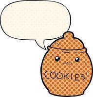 cartoon cookie jar and speech bubble in comic book style vector