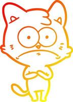 warm gradient line drawing cartoon nervous cat vector