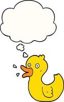 cartoon quacking duck and thought bubble vector