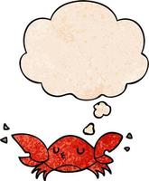 cartoon crab and thought bubble in grunge texture pattern style vector