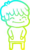 cold gradient line drawing cartoon happy boy vector