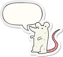 cartoon rat and speech bubble sticker vector