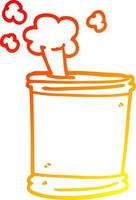 warm gradient line drawing cartoon can of beer vector