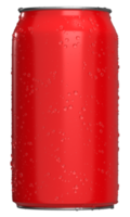 latas realistas vermelhas com gotas de água para maquete. refrigerante pode simular. png