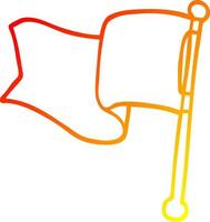 warm gradient line drawing cartoon red flag vector