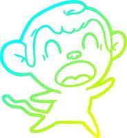 cold gradient line drawing shouting cartoon monkey vector