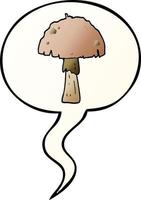 cartoon mushroom and speech bubble in smooth gradient style vector