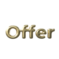 3D Gold Text Offer wording png