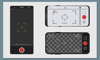interfaz de cámara en la pantalla de video del teléfono. visor, ui, foto, video, web. aplicación para el registro de la cámara del teléfono. vector