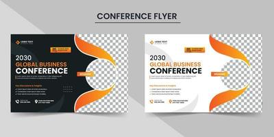 Modern corporate horizontal business conference flyer layout and invitation banner template