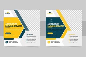 Agriculture green land farming service social media post banner or agro farming flyer template and web banner vector