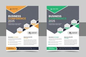 Corporate business conference flyer template bundle or annual business event brochure flyer template set vector