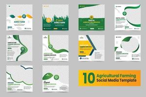 Agriculture farming service social media post banner set or agriculture farming flyer and web banner template