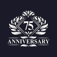 75 years Anniversary Logo, Luxury floral 75th anniversary logo. vector