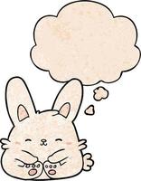 cartoon rabbit and thought bubble in grunge texture pattern style vector